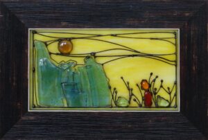 Alexander Mikadze - 'Minuiature Landscape' 10 x 20 cm. Stained glass, copper