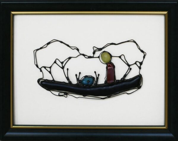 Alexander Mikadze - 'Boat' 13 x 18 cm. Stained glass, copper, cardboard